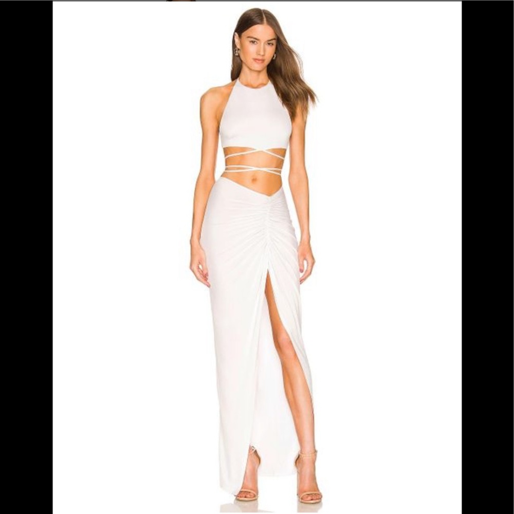 NWOT Michael Costello Women's White X Revolve Leah Maxi Skirt